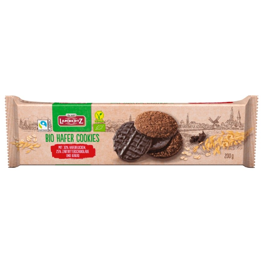 Lambertz Bio Hafer Cookies Zartbitter-Schokolade 200g